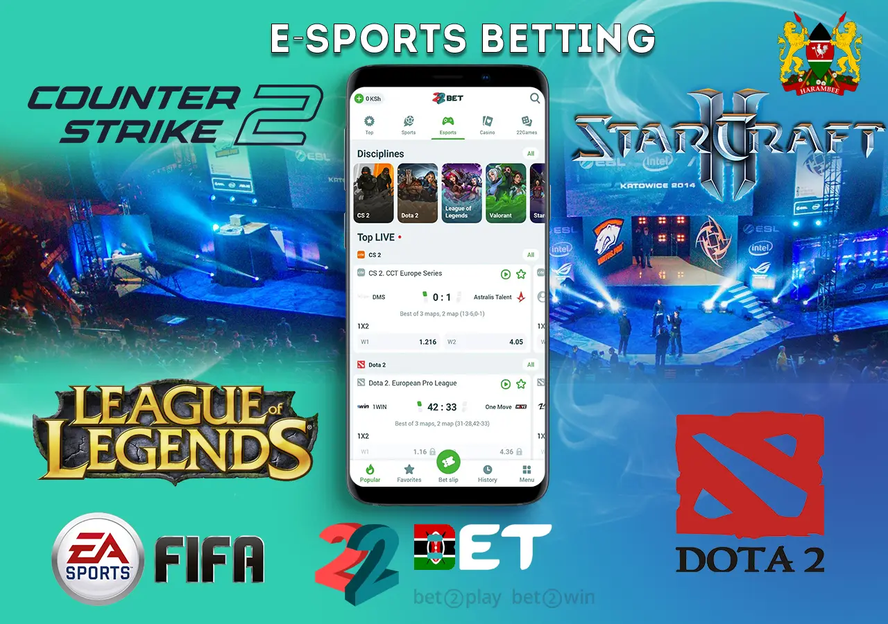 Betting on various cyber sports at 22Bet Casino