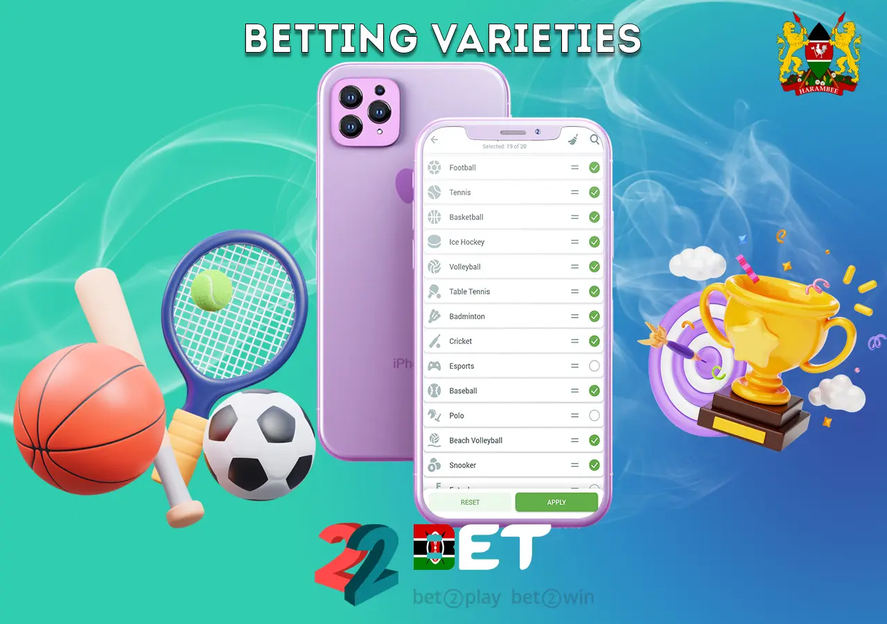 Large selection of other sporting events for 22Bet betting